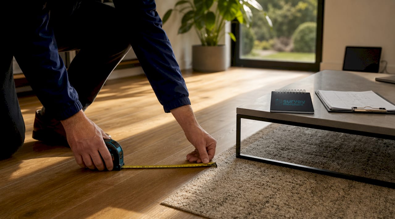 Valuer measuring floor for property valuation