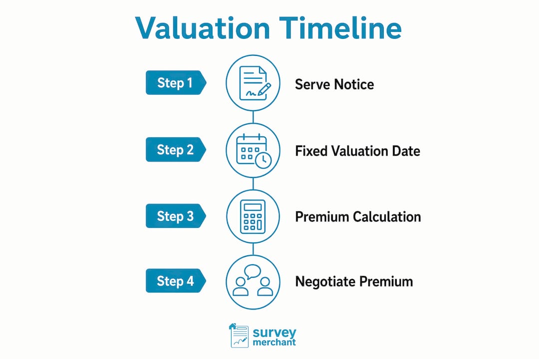 Infographic showing Section 42 valuation timeline steps