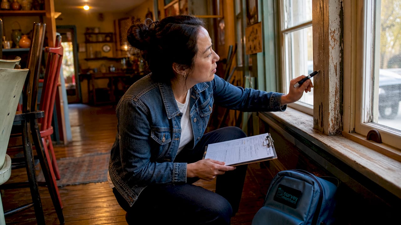 Tenant inspecting commercial property interior