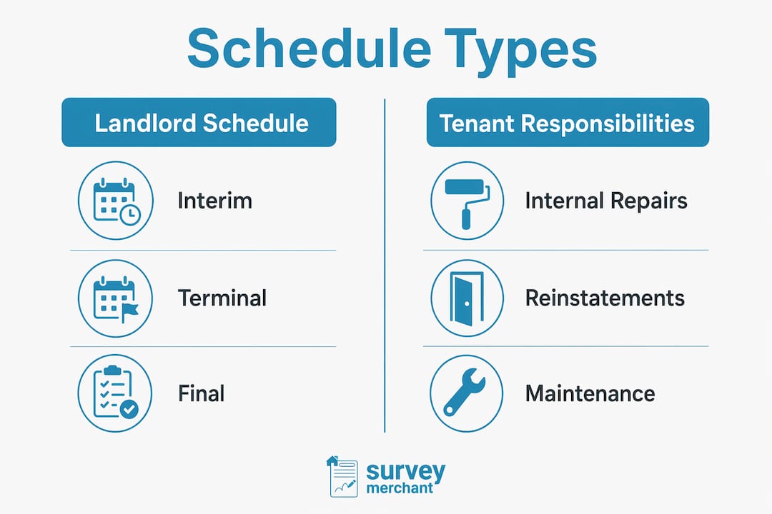 Infographic comparing landlord and tenant schedule types