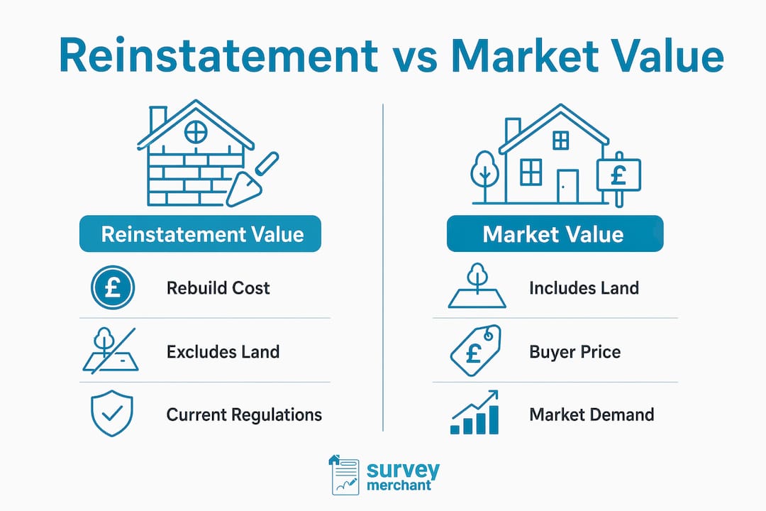 Infographic comparing reinstatement value and market value