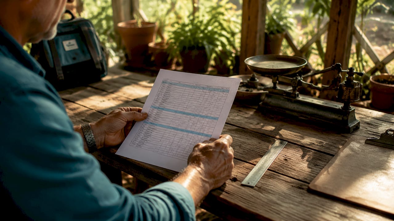Hands holding construction cost estimate sheet
