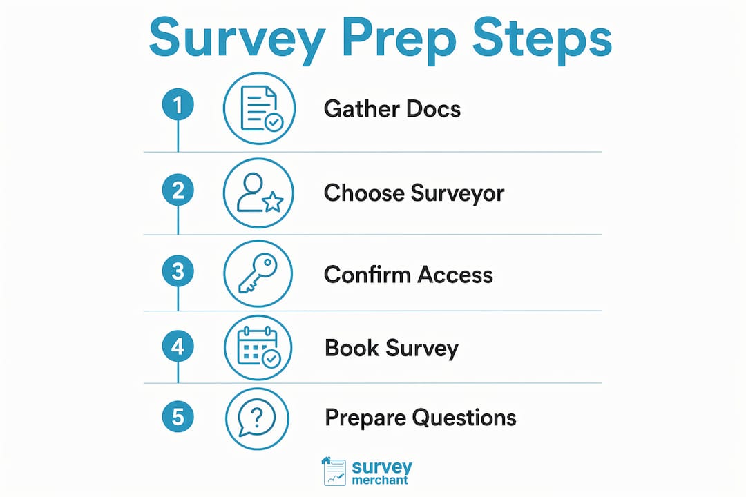 Infographic illustrating home survey preparation steps