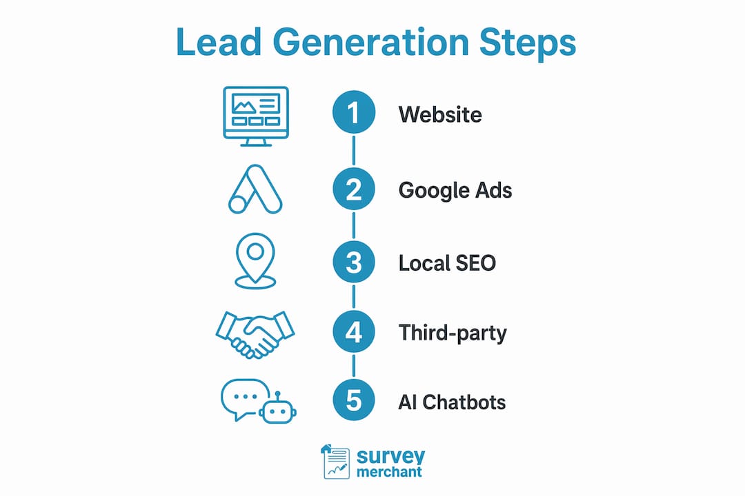 Infographic showing steps for surveyor lead generation