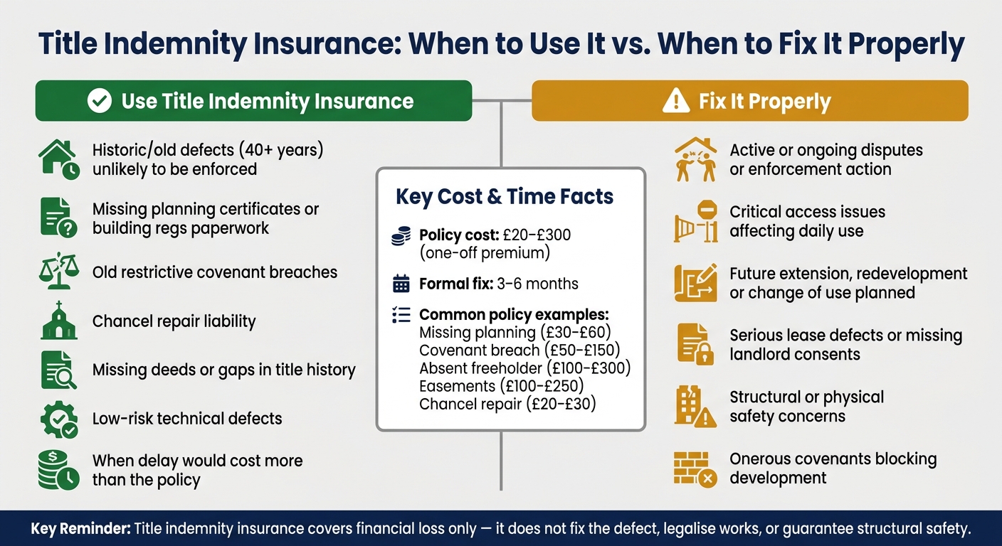Title Indemnity Insurance: When to Use It vs. When to Fix It Properly