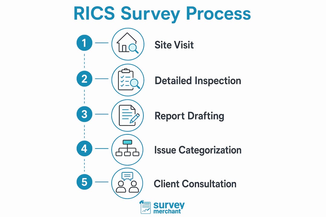 Infographic showing RICS surveyor process steps