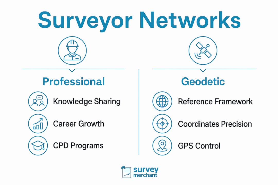 Infographic comparing professional and geodetic networks