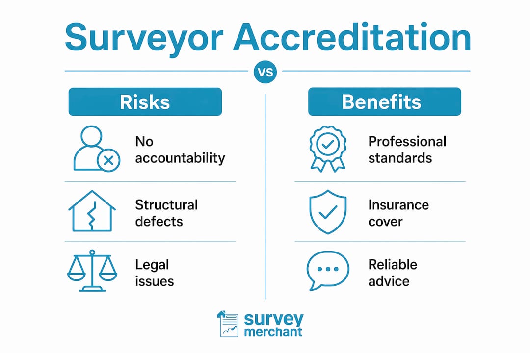 Infographic comparing risks and benefits of surveyor accreditation