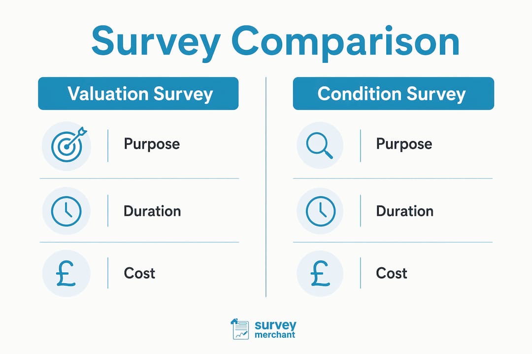 Infographic comparing valuation and condition surveys