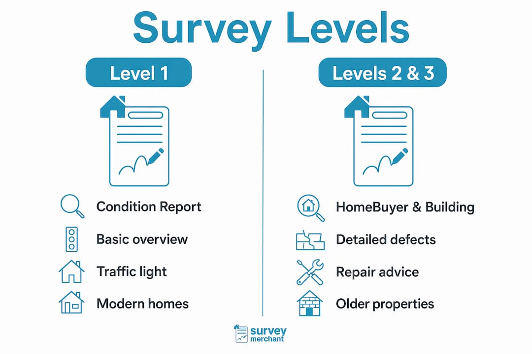 Infographic comparing RICS survey levels