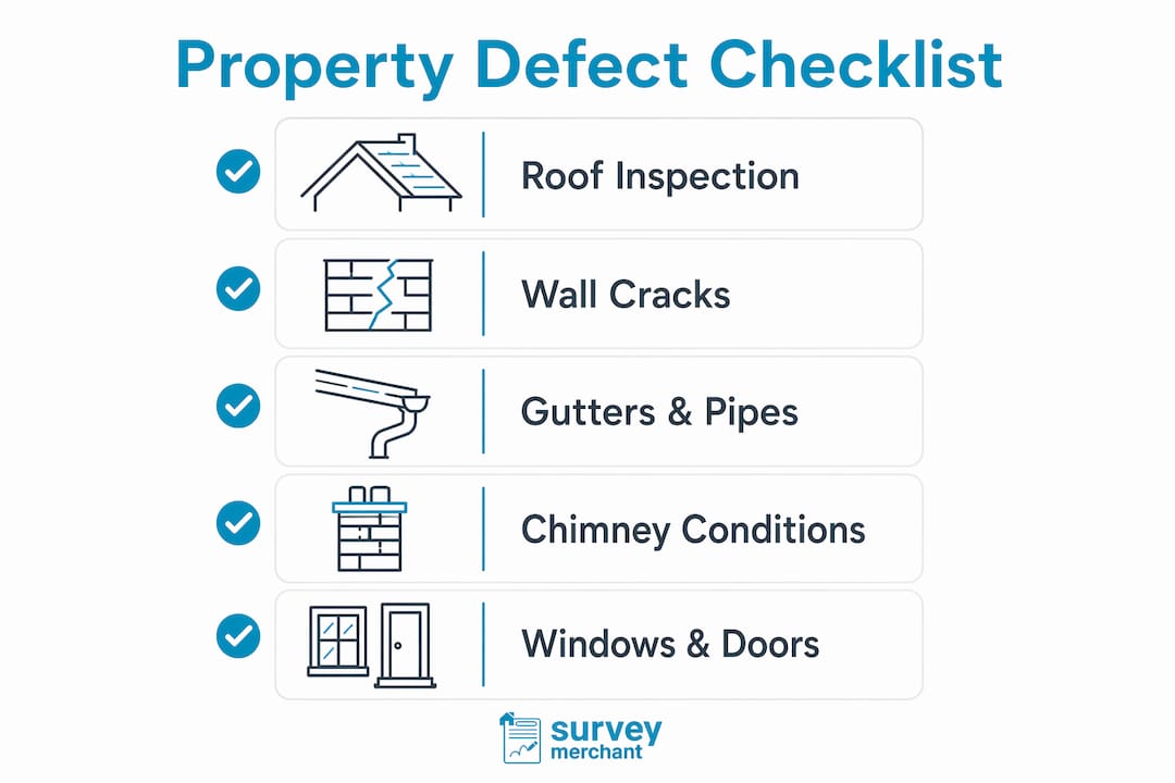 Infographic summarizing key property defect inspection steps