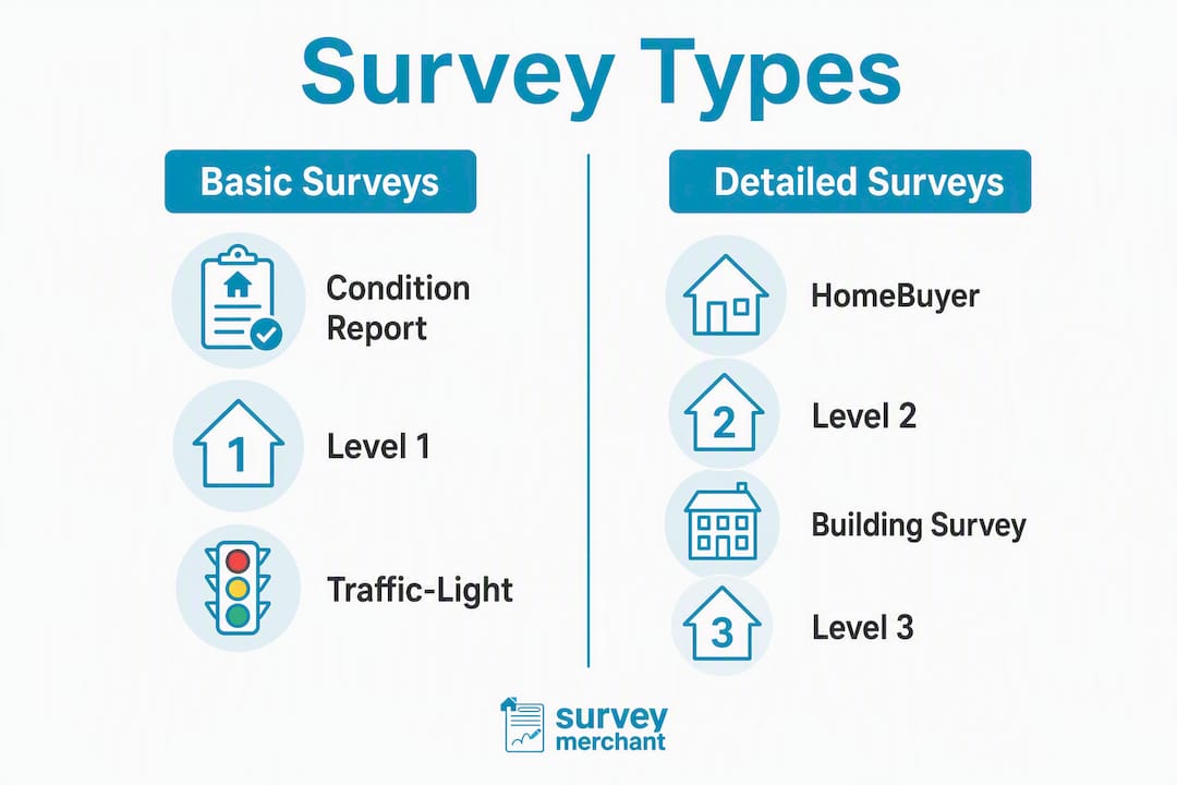 Infographic comparing UK survey types