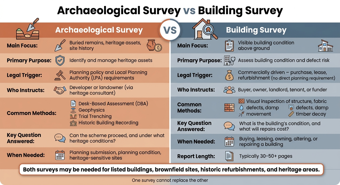 Archaeological Survey vs Building Survey: Key Differences at a Glance