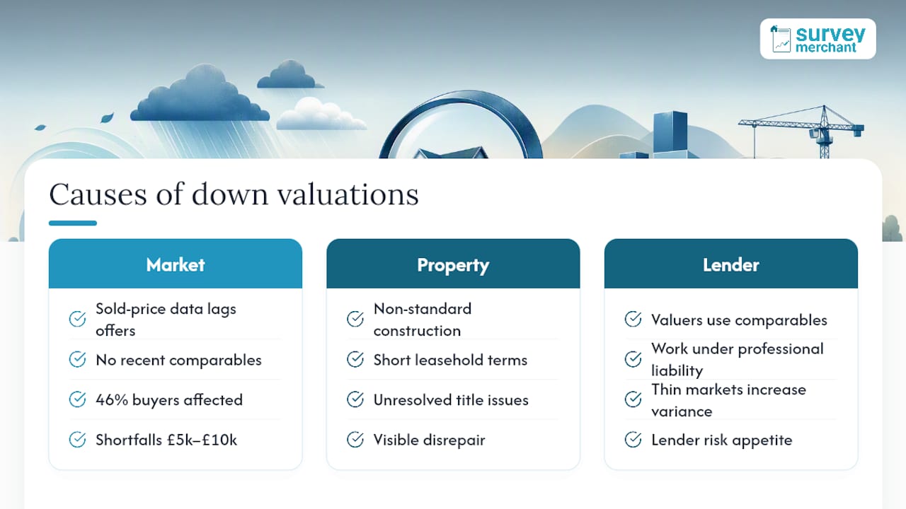 Diagram showing causes of mortgage down valuation