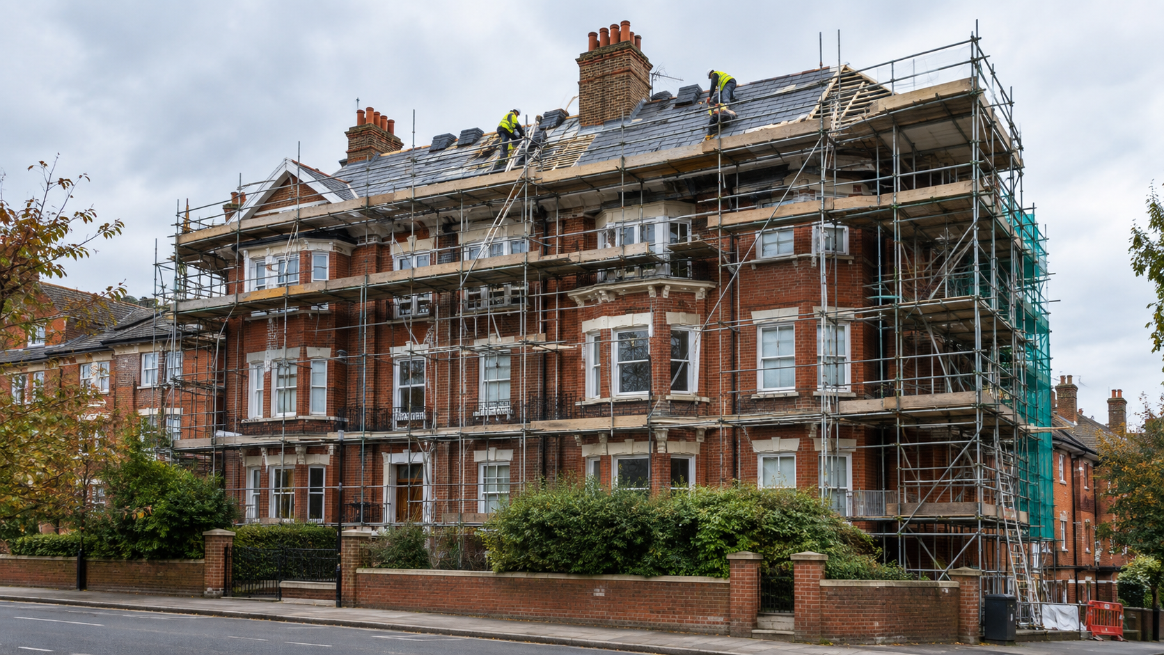 Scaffolding on a block of flats during Section 20 major works