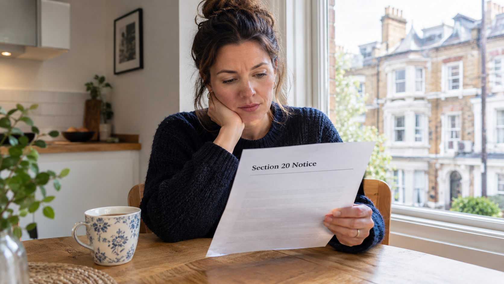 Leaseholder reading a Section 20 notice about major works at home