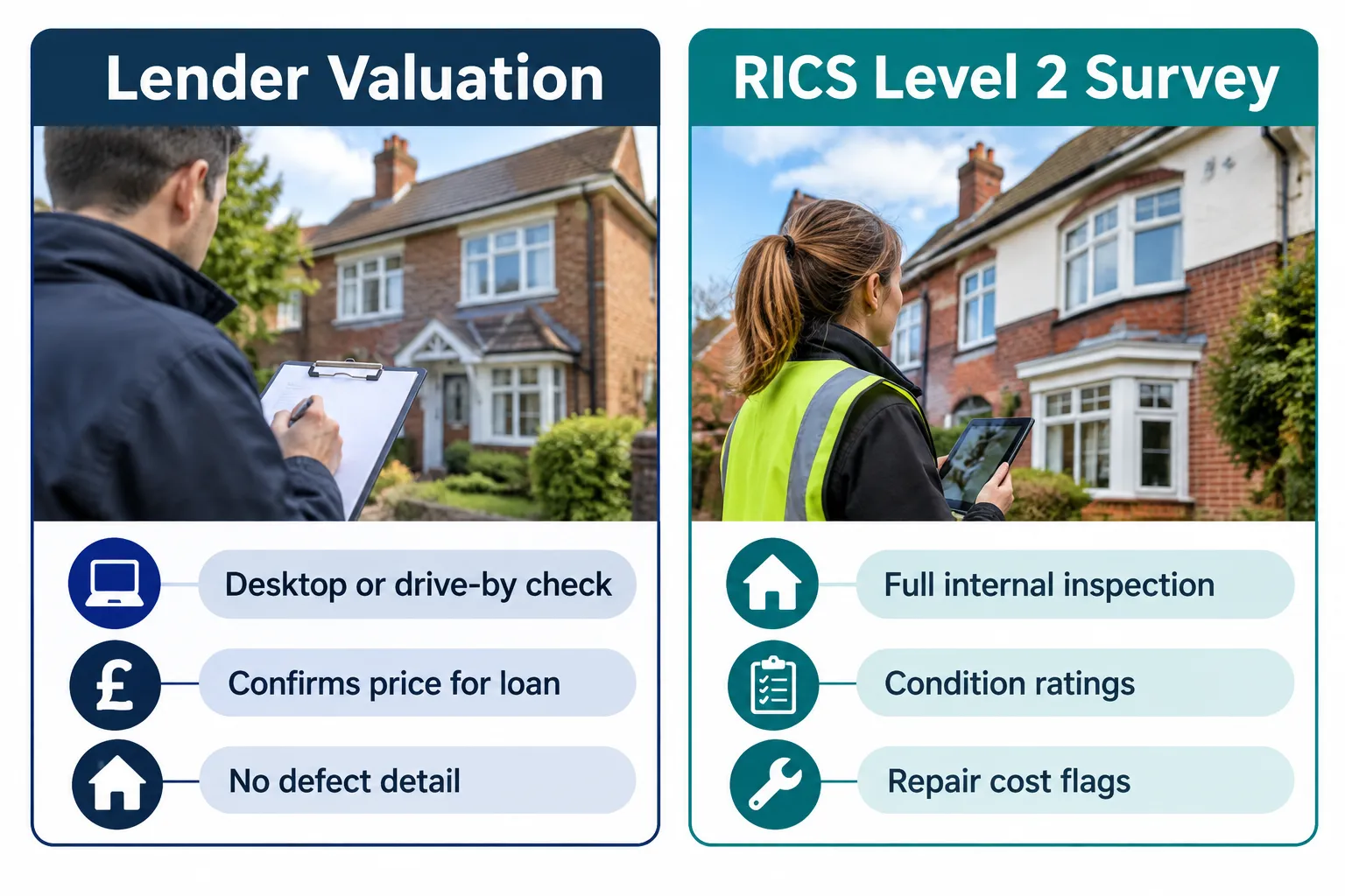 Lender mortgage valuation compared with a RICS Level 2 HomeBuyer Survey