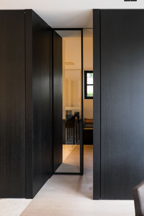 Stalen schuifdeur - stopverf - L-greep - zwart