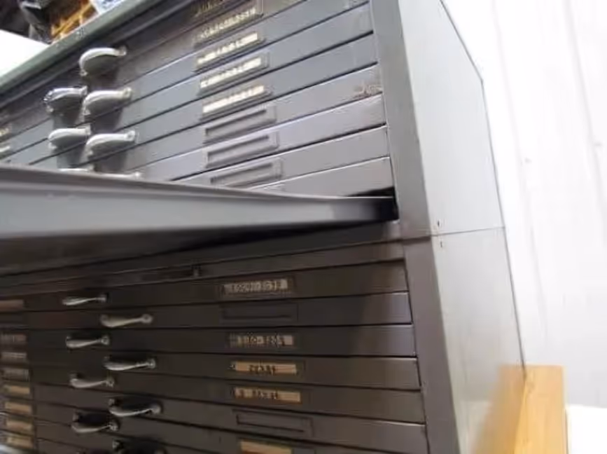 Engineering blueprint drawers for storage