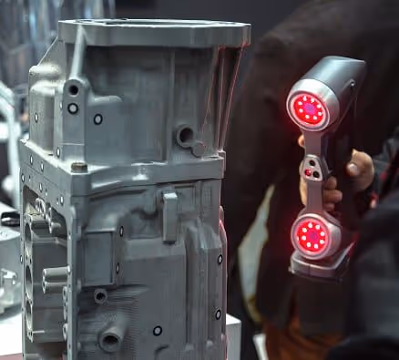 Engineer scans the part with 3D scanner. 3D Laser Scanning