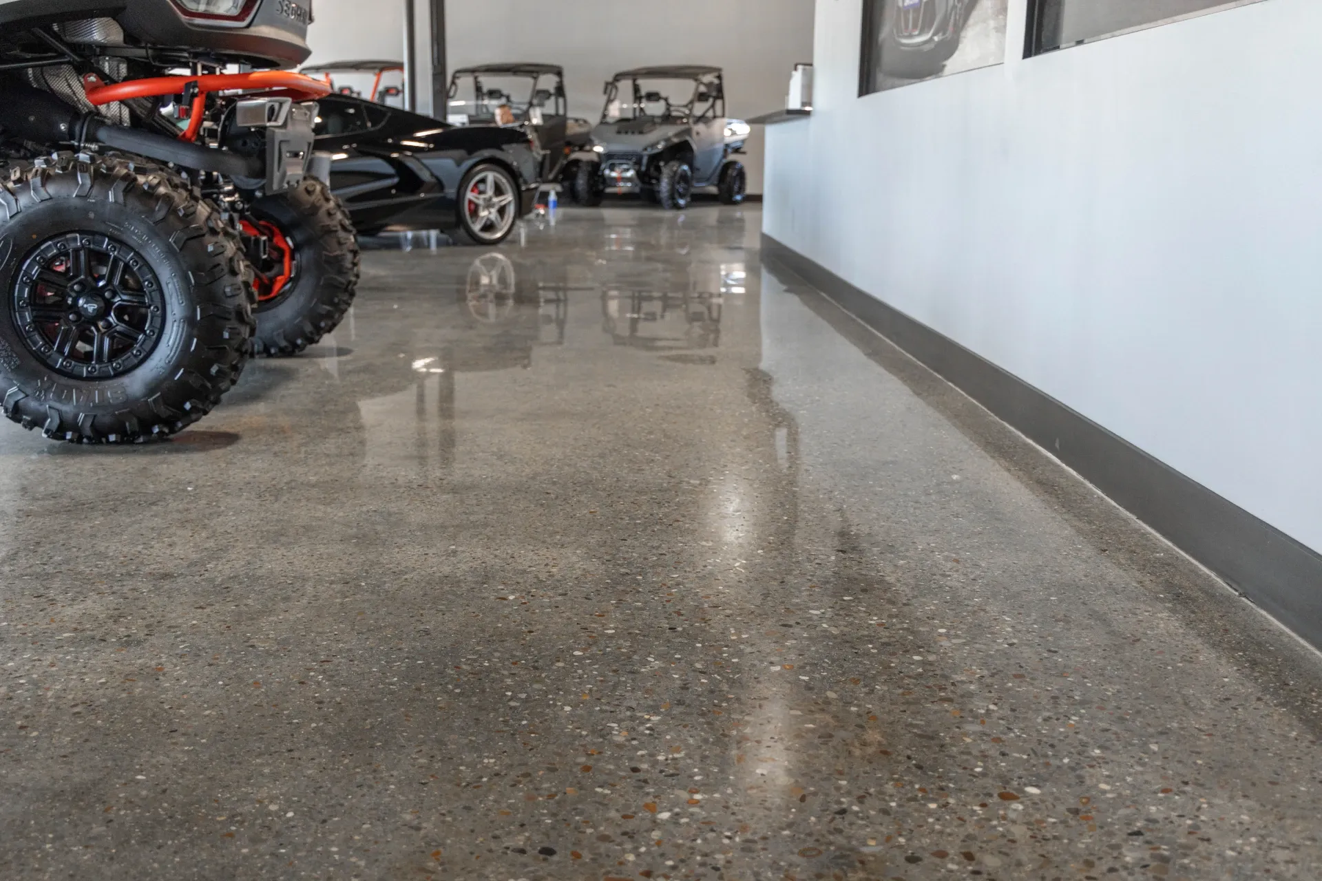 polyaspartic flooring in auto shop