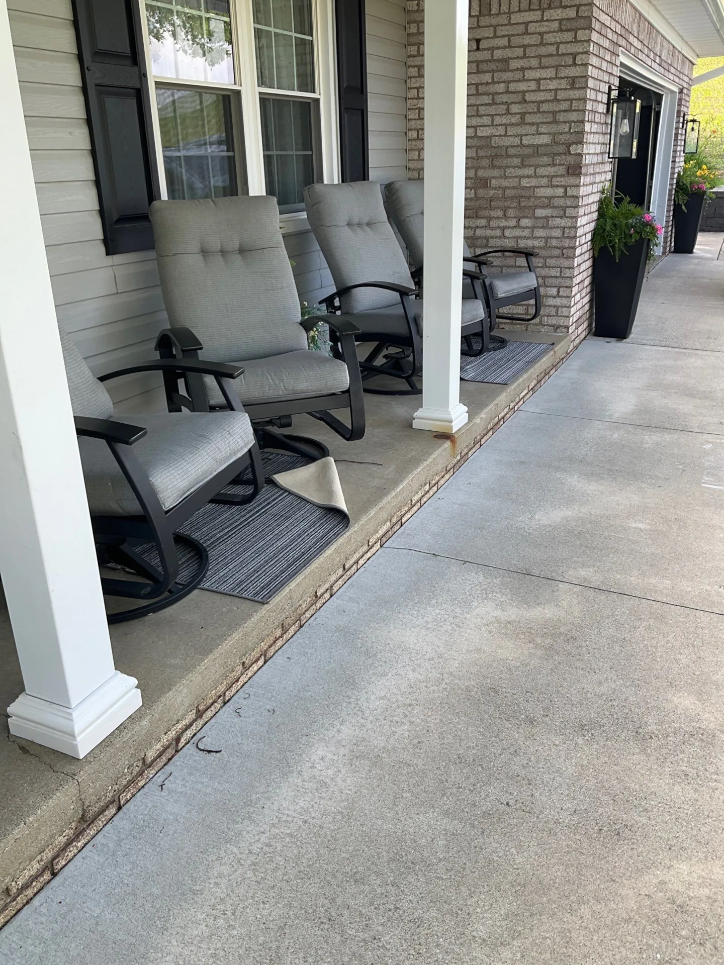 Concrete front porch before Twilight quartz floor coating installation