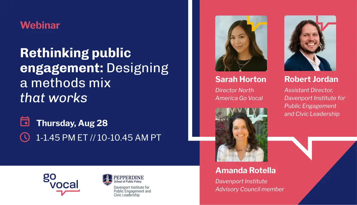 Go Vocal Davenport Institute webinar Rethinking public engagement – Designing a methods mix that works