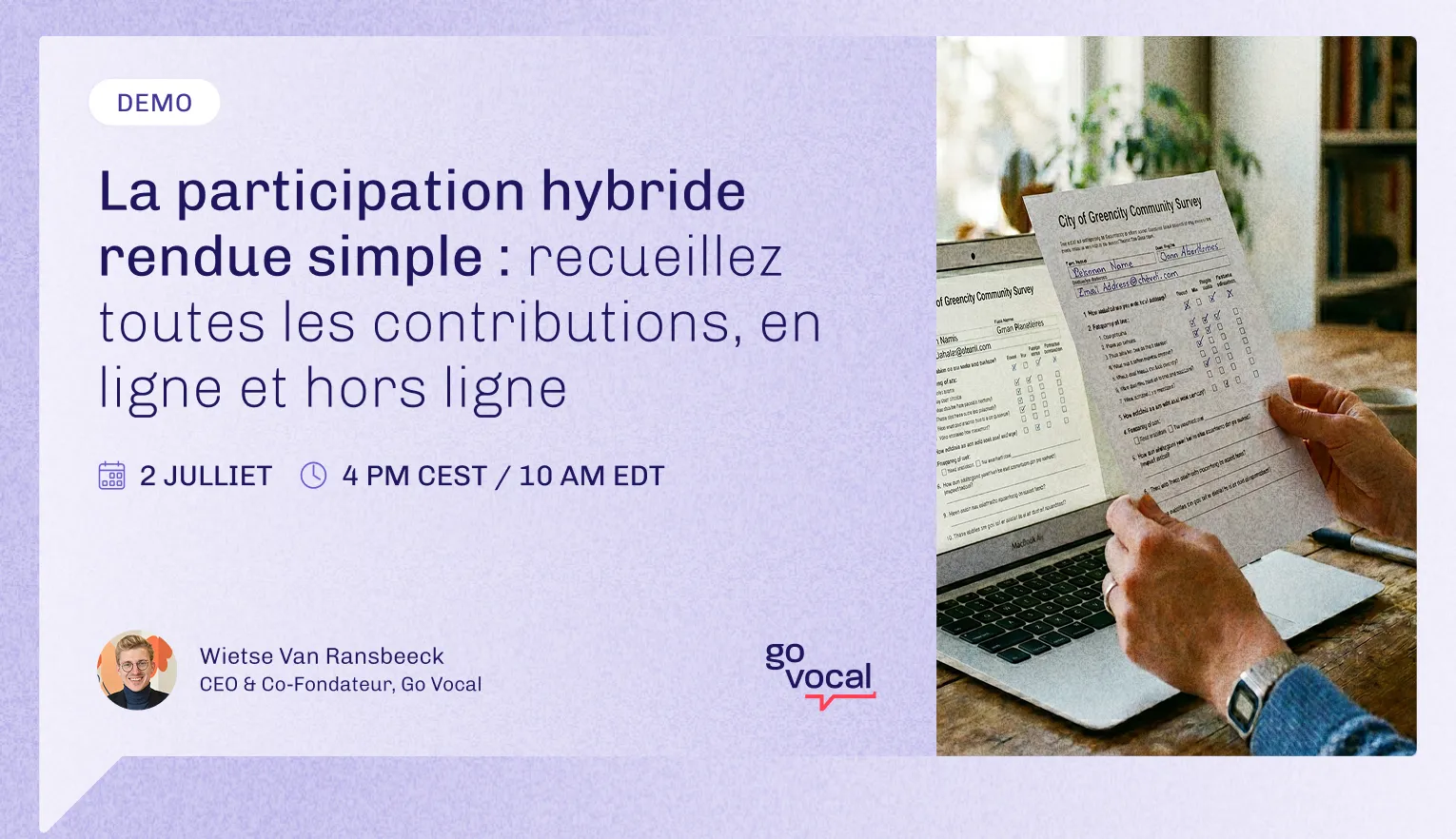 La participation hybride rendue simple : recueillez toutes les contributions, en ligne et hors ligne