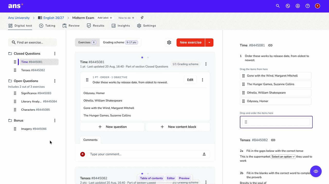 a video showing the workflow when creating an assignment