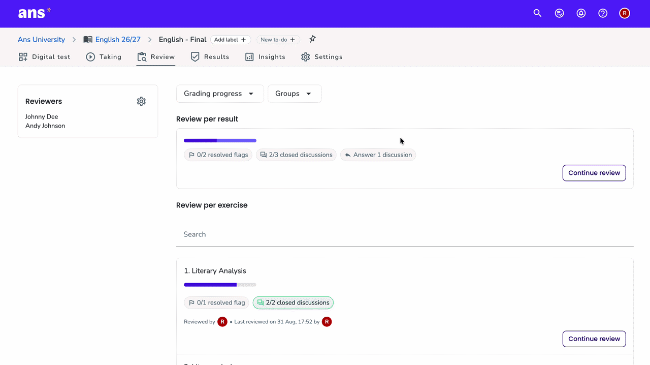 A video showing the reviewing workflow