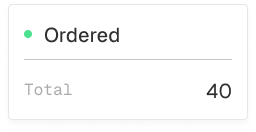 Statut de commande avec un point vert et le mot « Commandé », total affiché comme 40 en gris.