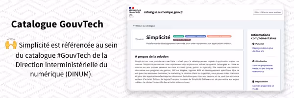 Simplicité intégrée au catalogue GouvTech