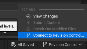 selecting “Connect to Revision Control”