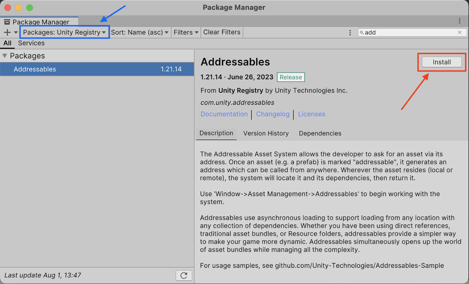  Package Manager window