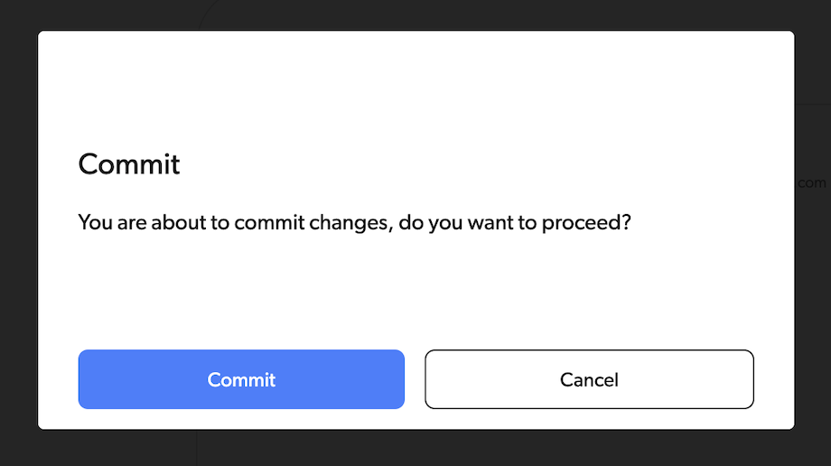 commit changes alert on diversion