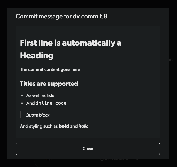 commit messages diversion