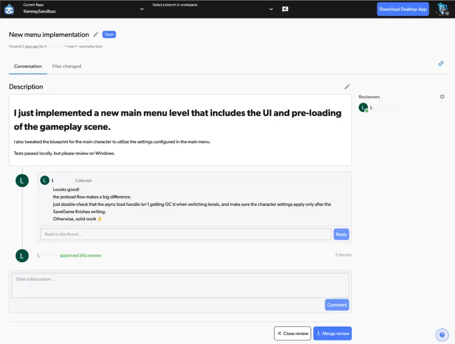 diversion version control reviews system screenshot