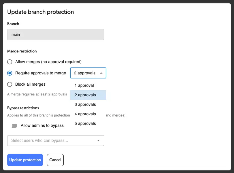 branch protection on diversion version control