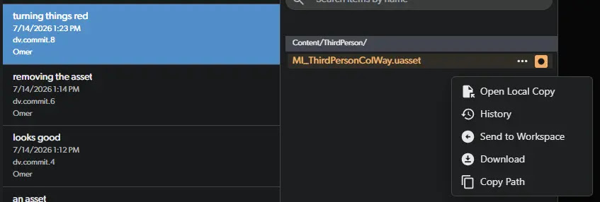 commit details in Diversion