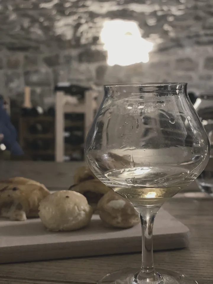 A glass of Calvados at a tasting