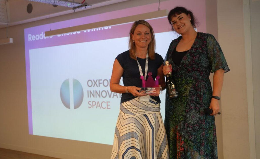 Jo Stevens being presented with Hustle Readers' Choice Award