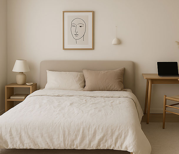 a picture of a minimalist small bedroom design