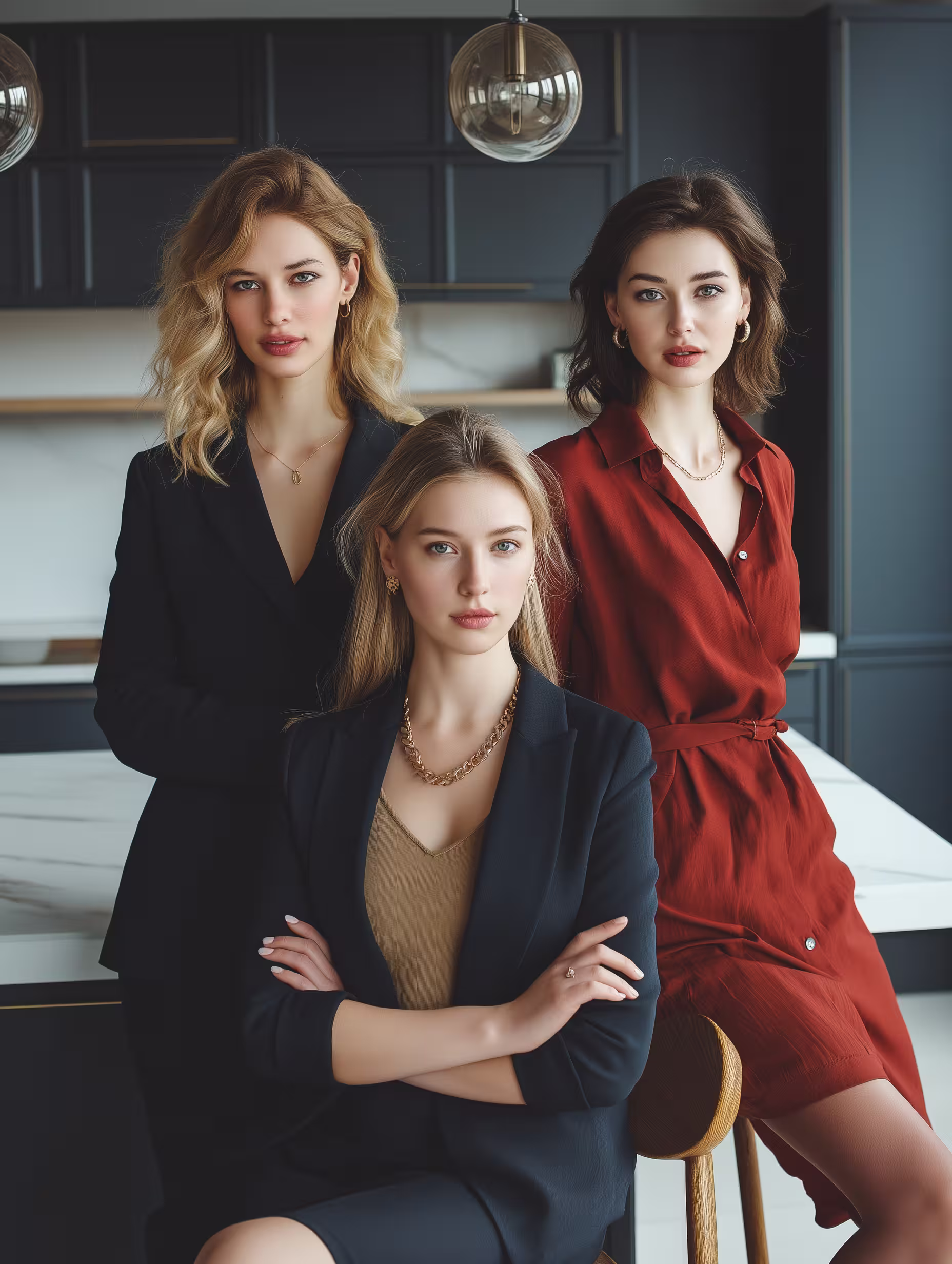 Three female leaders sitting together receive guidance during leadership coaching for women in business.