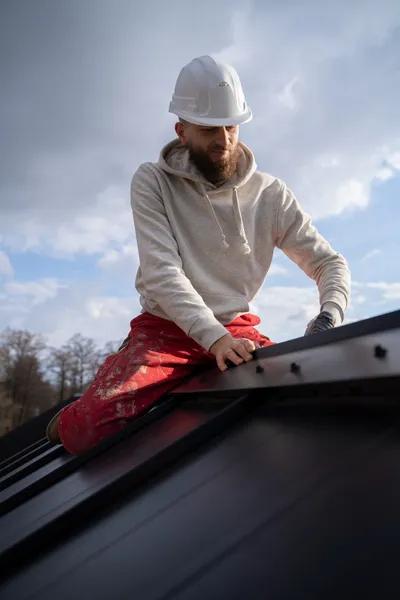 man working with protection helmet