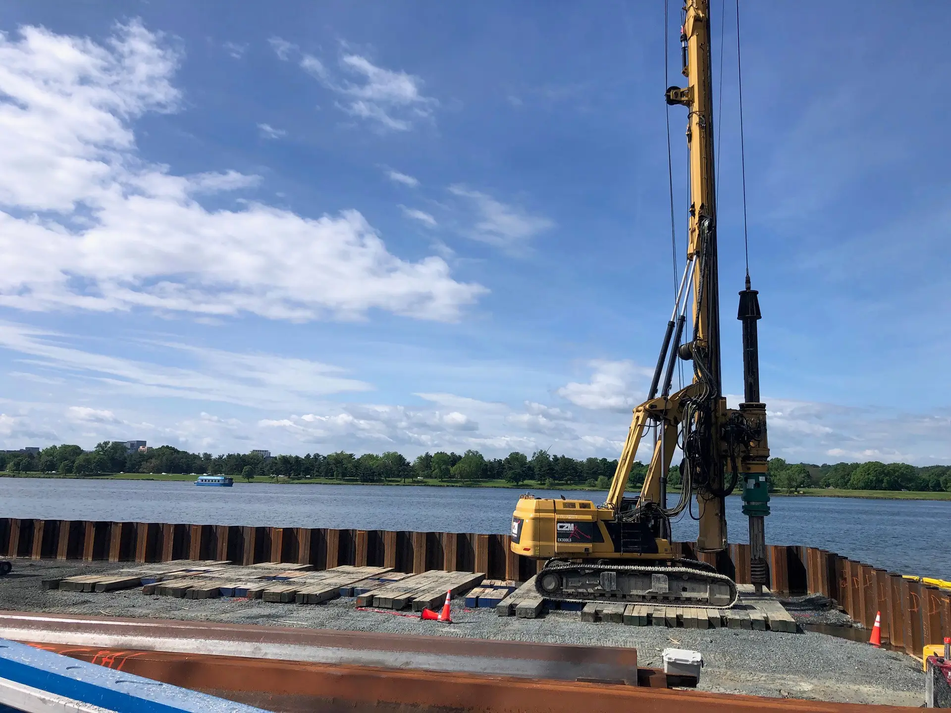 West Potomac Park Deep Foundation Drilling inside Coffer Cell