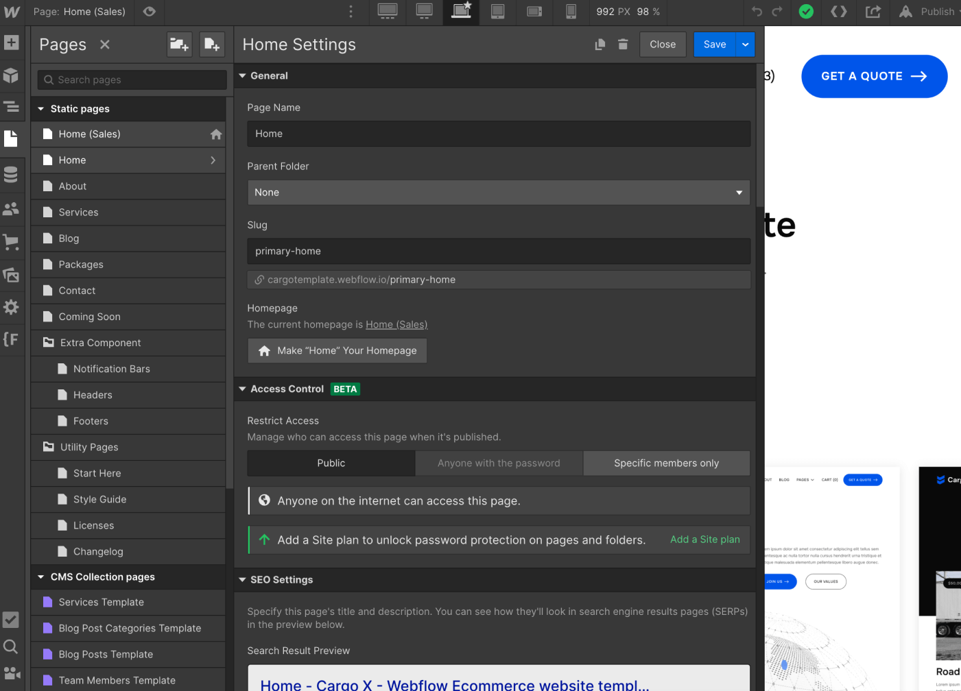 SEO - Cargo X Webflow Template