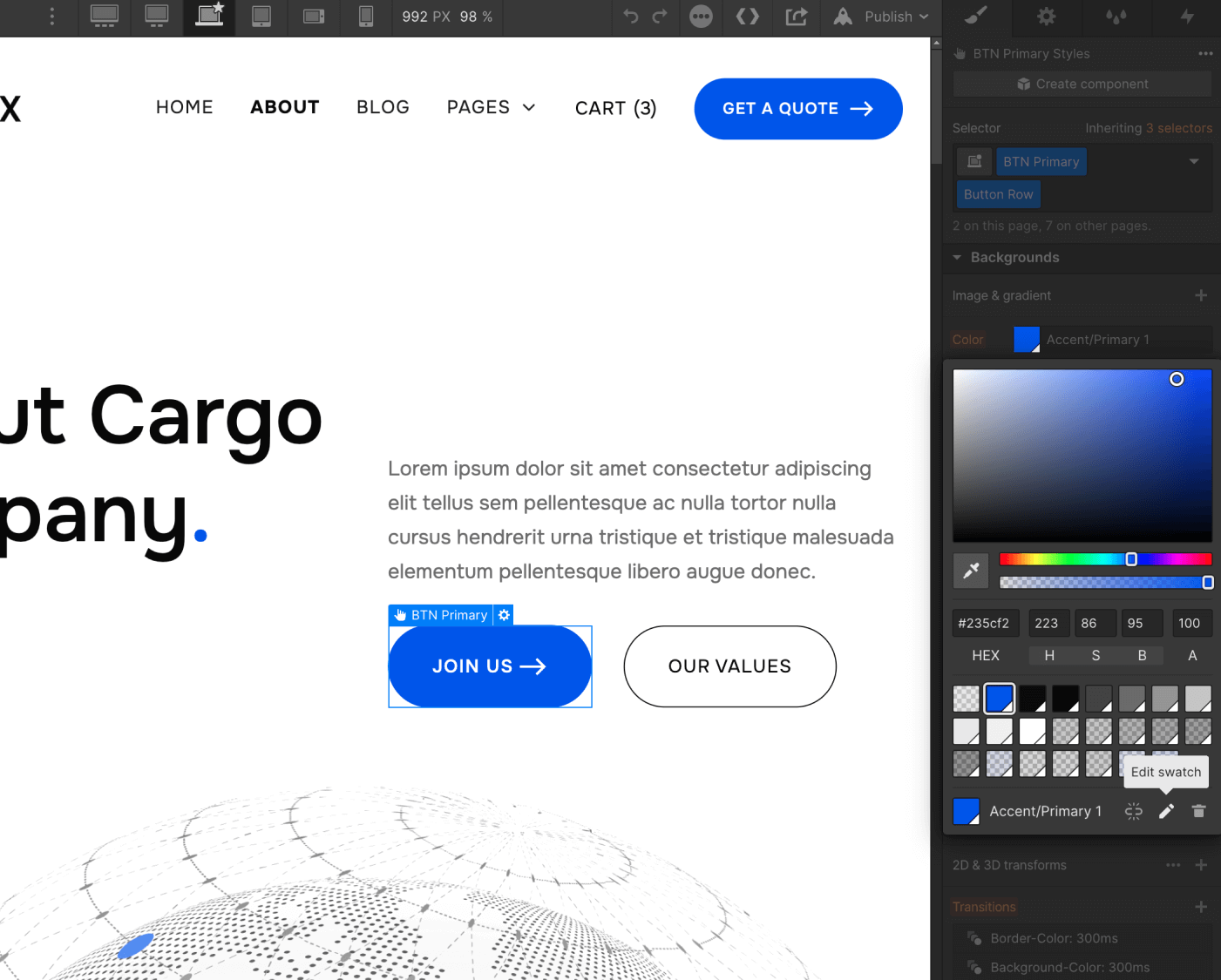 Color - Cargo X Webflow Template