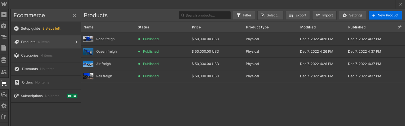 Ecommerce Collection - Cargo X Webflow Template