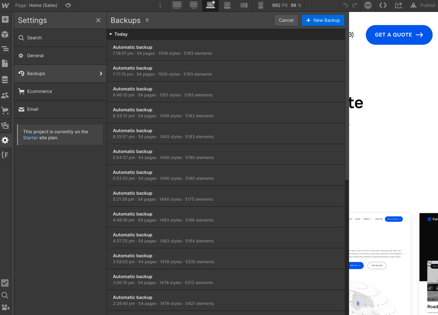 Backups - Cargo X Webflow Template