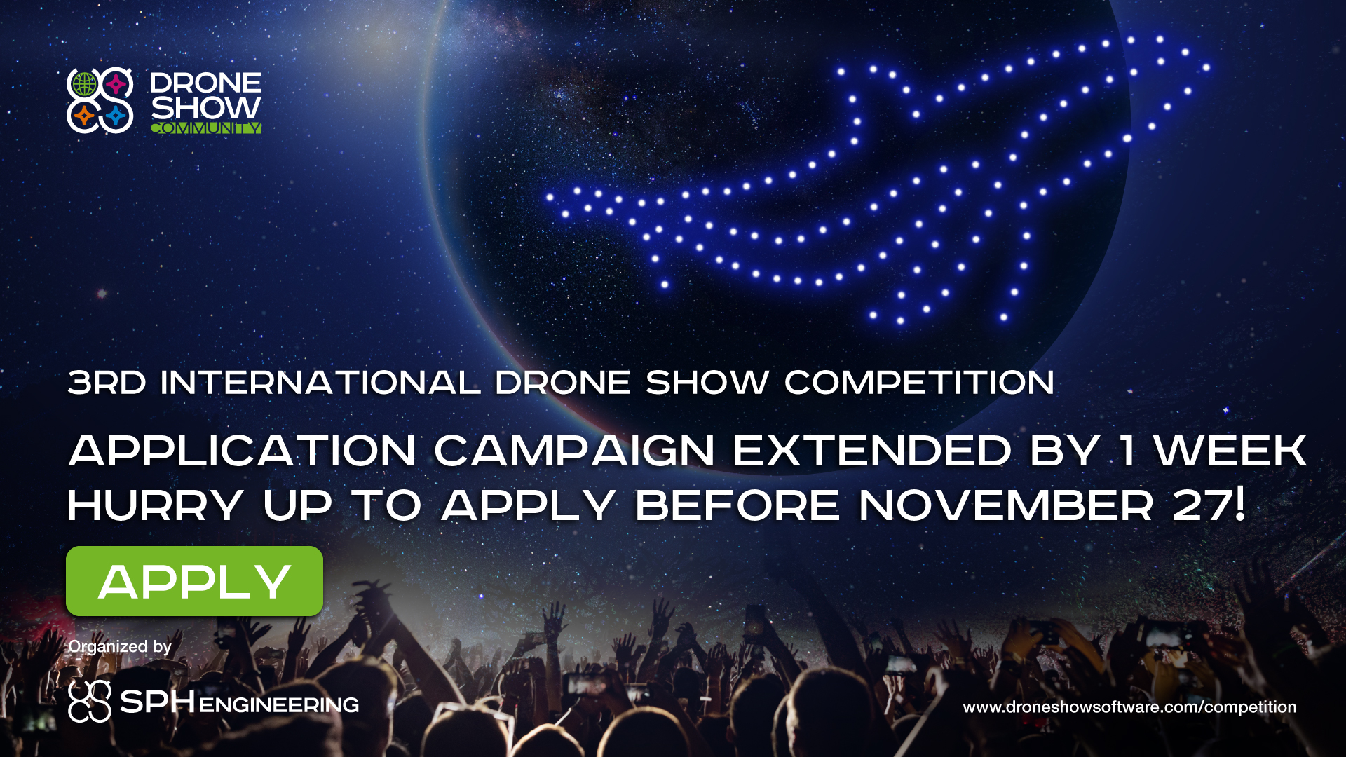 La campaña de solicitud de Drone Show Competition se extiende una semana